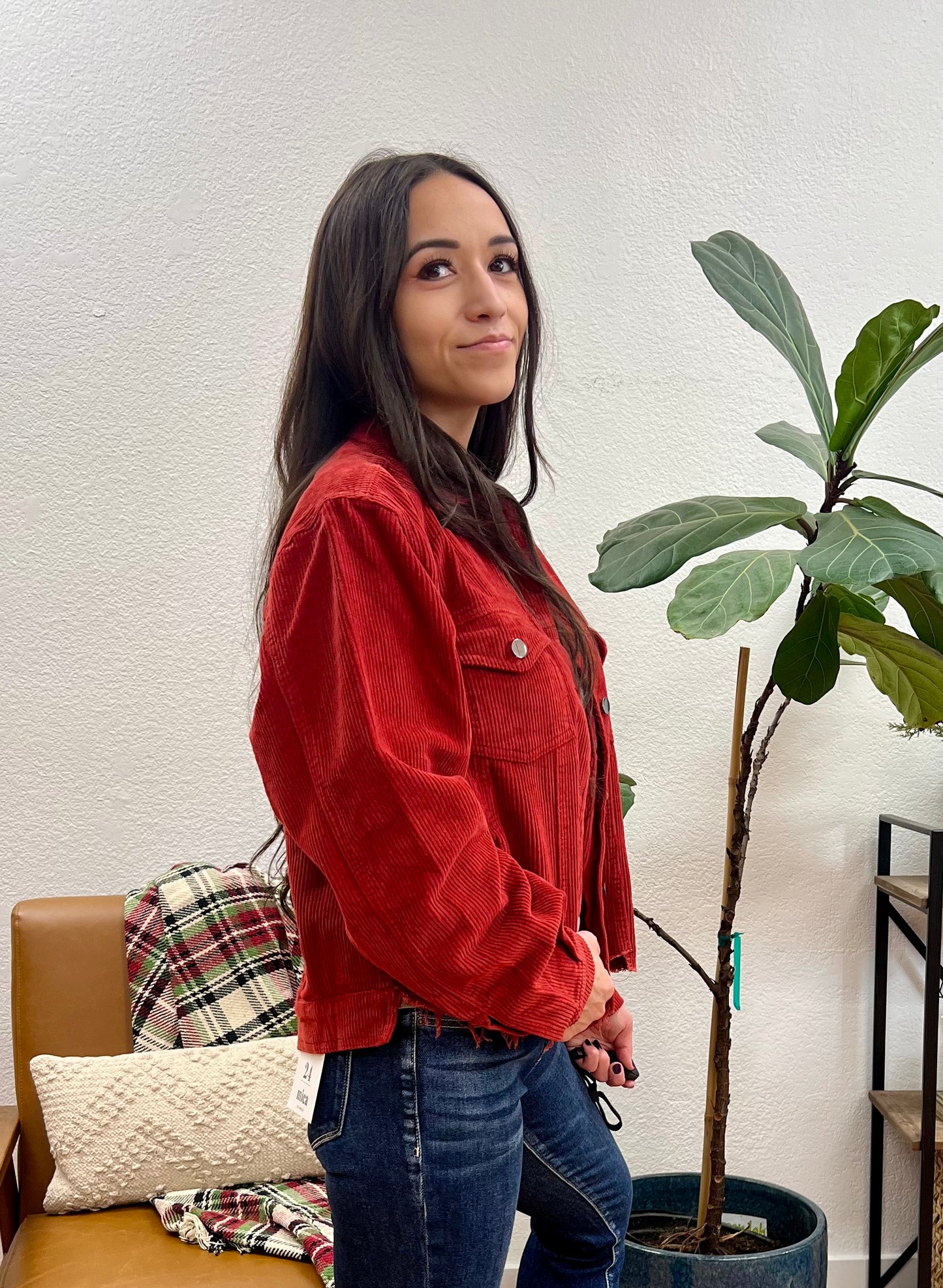 Brick Corduroy Distressed Jacket