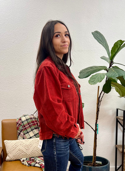 Brick Corduroy Distressed Jacket