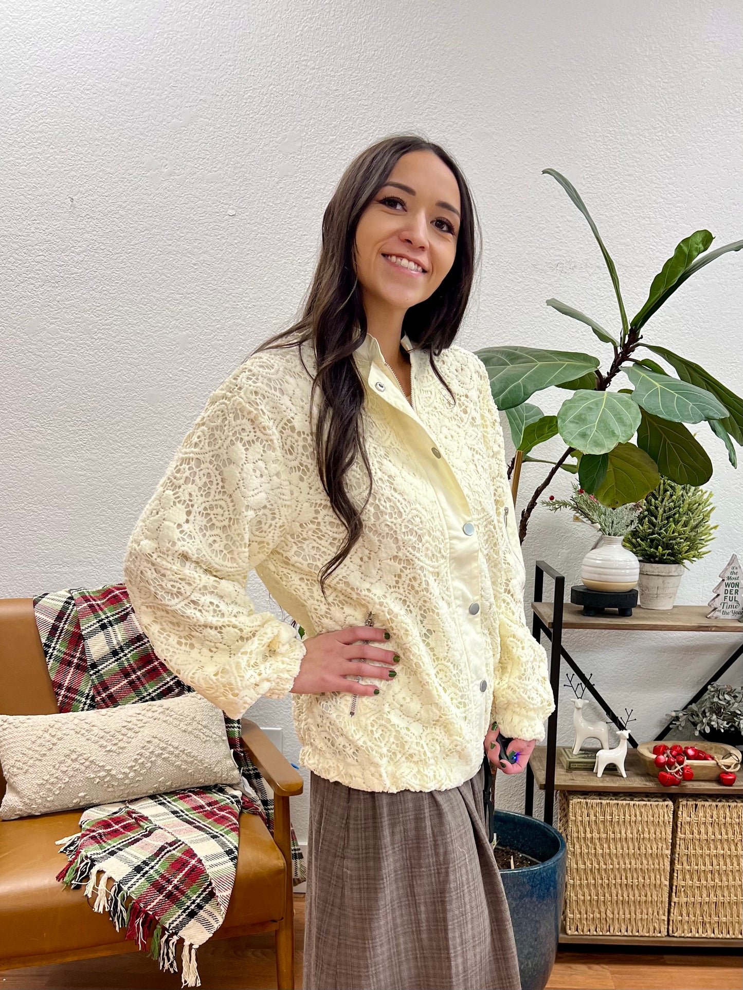 Cream Crochet Jacket