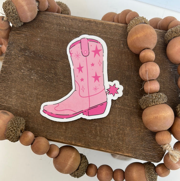Pink Cowboy Boot with Spur Sticker