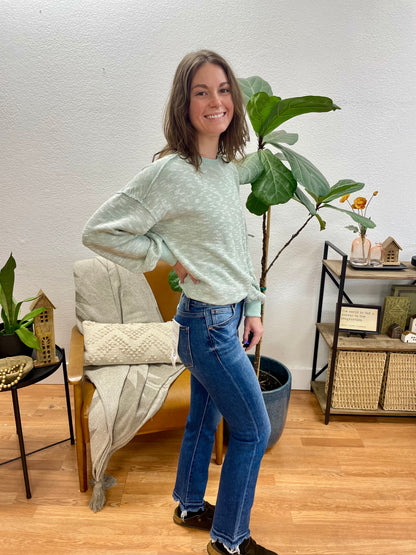 Risen Dark Wash Cropped Straight Leg Jeans