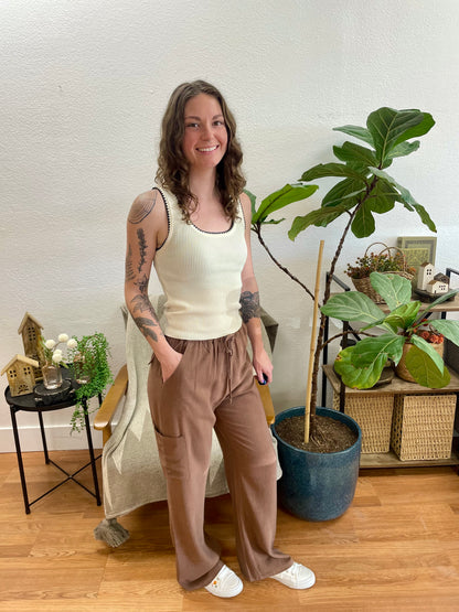 Brown Linen Pants