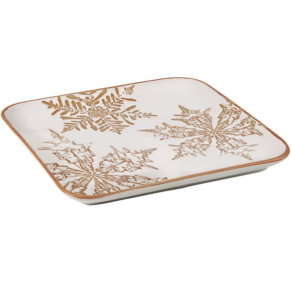 Debossed Snowflake Stoneware Platter