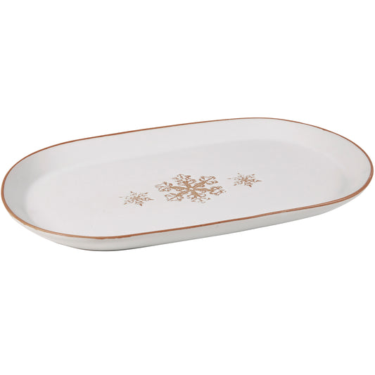 Oval Snowflake Stoneware Platter