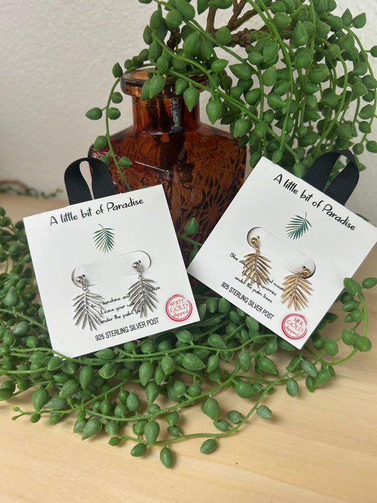 Dipped Fern Leaf Dangle Earrings