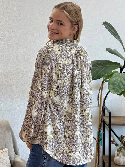 Purple/Olive Floral Blouse