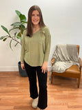 Olive 3/4 Sleeve Relaxed Tunic Top