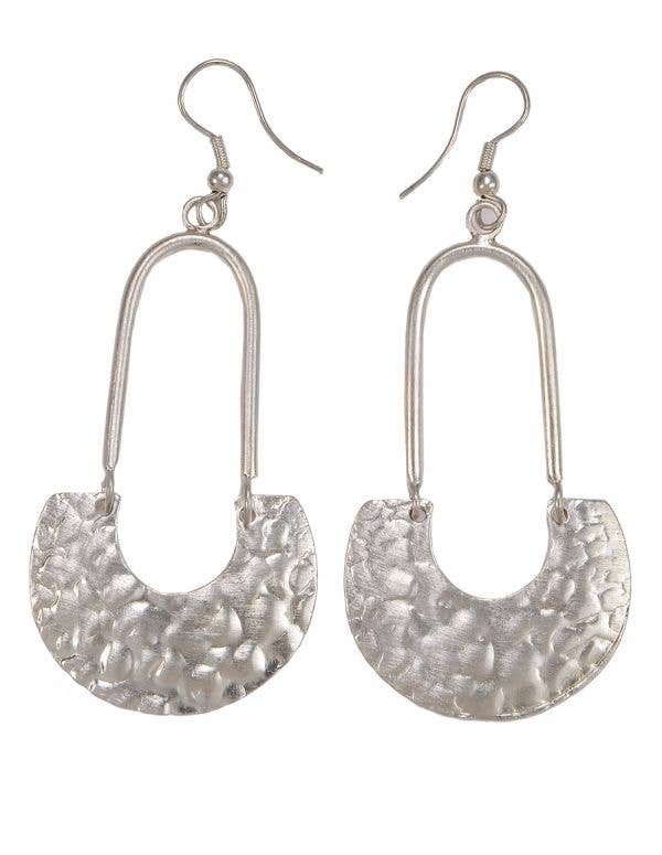 Silver Hammered Drop Earrings