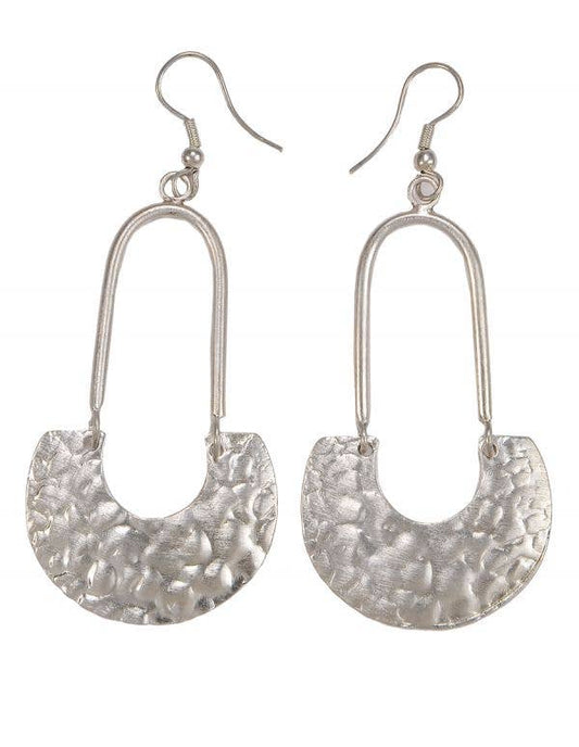 Silver Hammered Drop Earrings