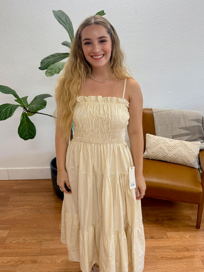 Taupe White Stripe Maxi Dress