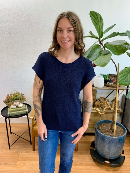 Navy Relaxed Knit Top