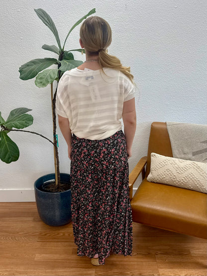 Black Floral Printed Skirt