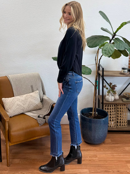 RISEN High Rise Crop Straight Jeans