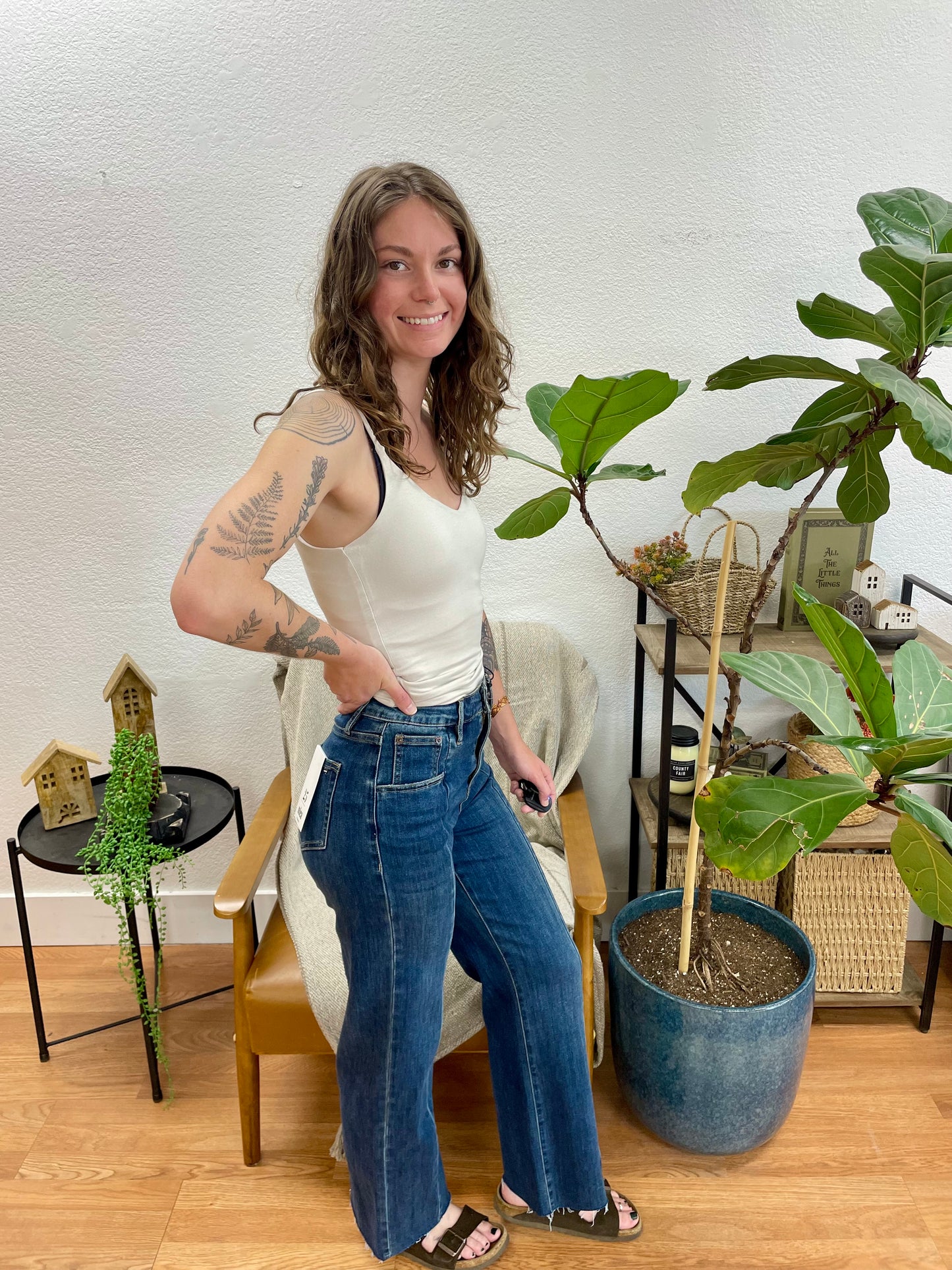 Mica Marine Wide Leg Crop Jeans