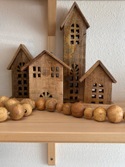 Carved Mango Wood House - Terra Cottage