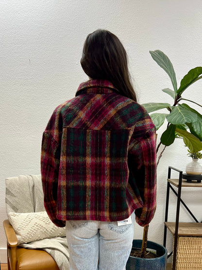 Burgundy Cozy Cropped Shacket