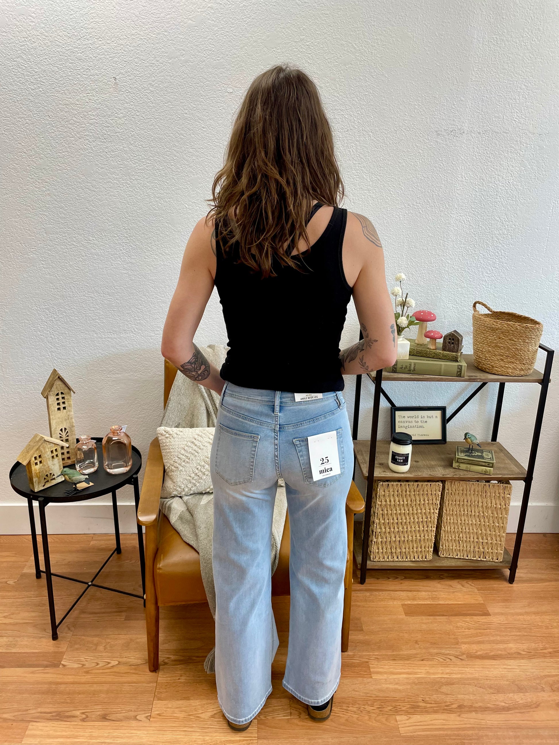 MICA Pale Blue Wide Ankle Jeans - Terra Cottage