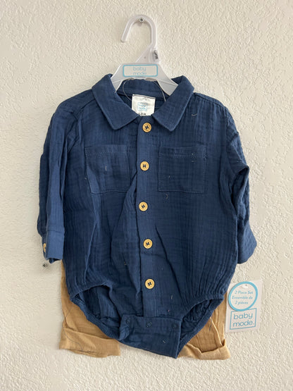 Boys Denim Blue Gauze Set