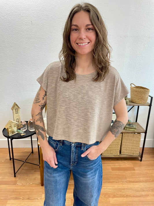 Mocha Slub Relaxed Crop Top