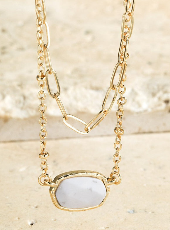 Howlite Stone Layered Necklace