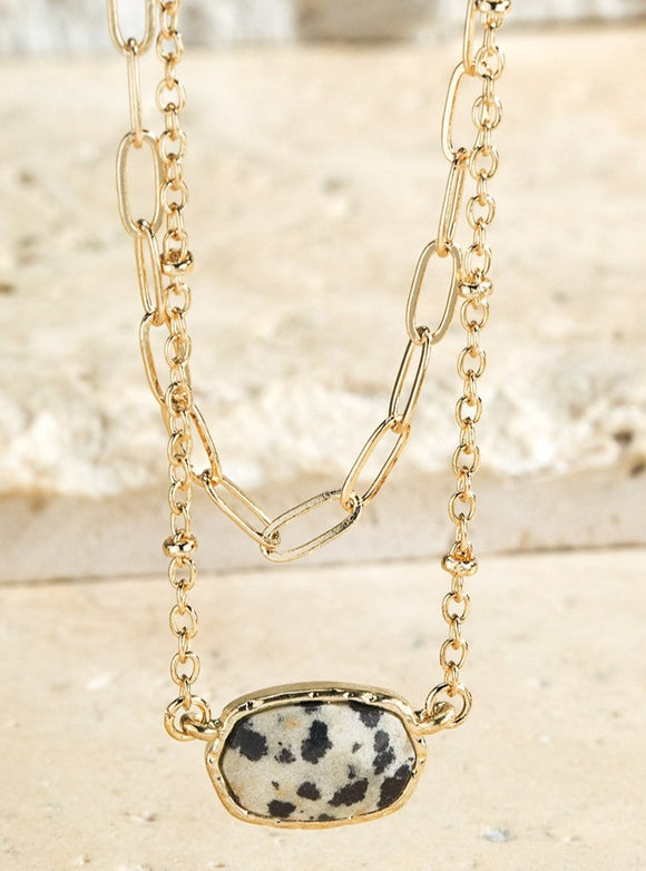 Dalmatian Stone Layered Necklace