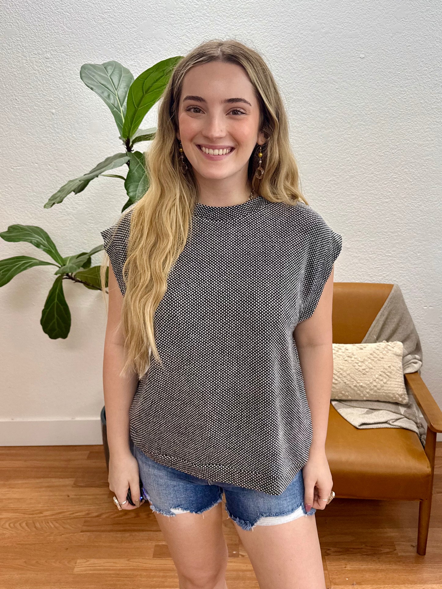 Black Dolman Two Tone Top