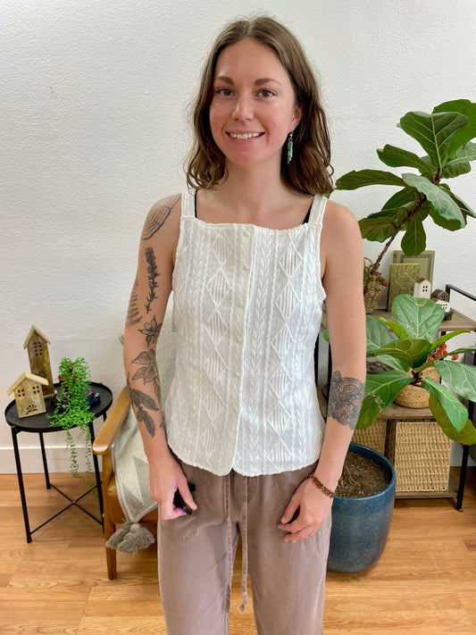 White Textured Vest Top