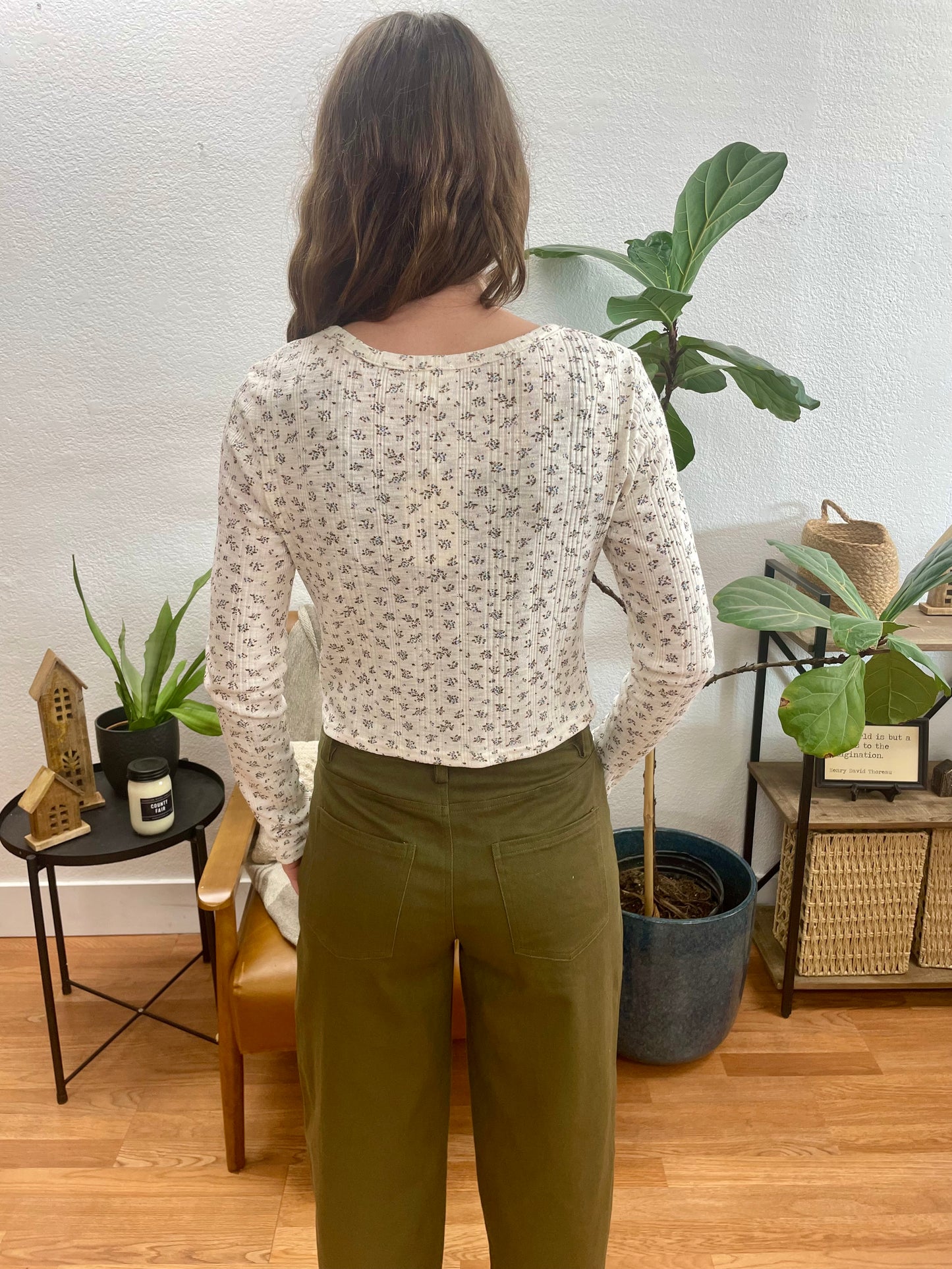 Cream Floral Button Front Cardigan Top - Terra Cottage