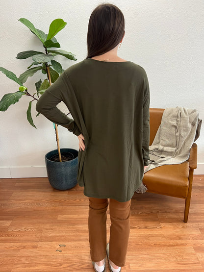 Olive Relaxed Tunic Tee