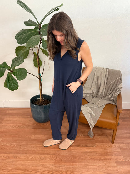 Navy Loose Fit Jumpsuit