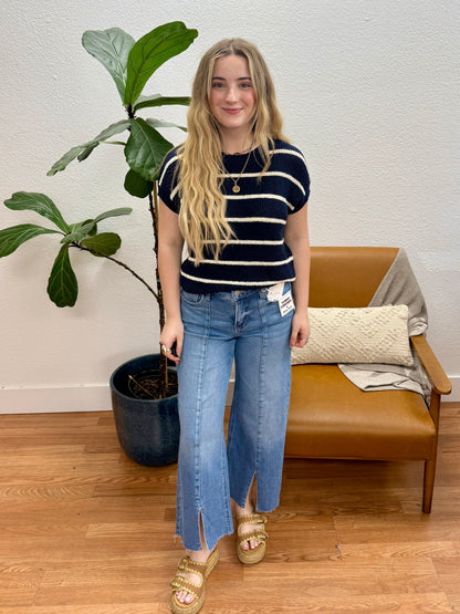 RISEN Medium Mid Rise Front Slit Jeans