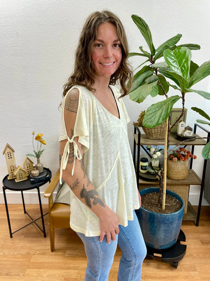Natural Tie Sleeve Top