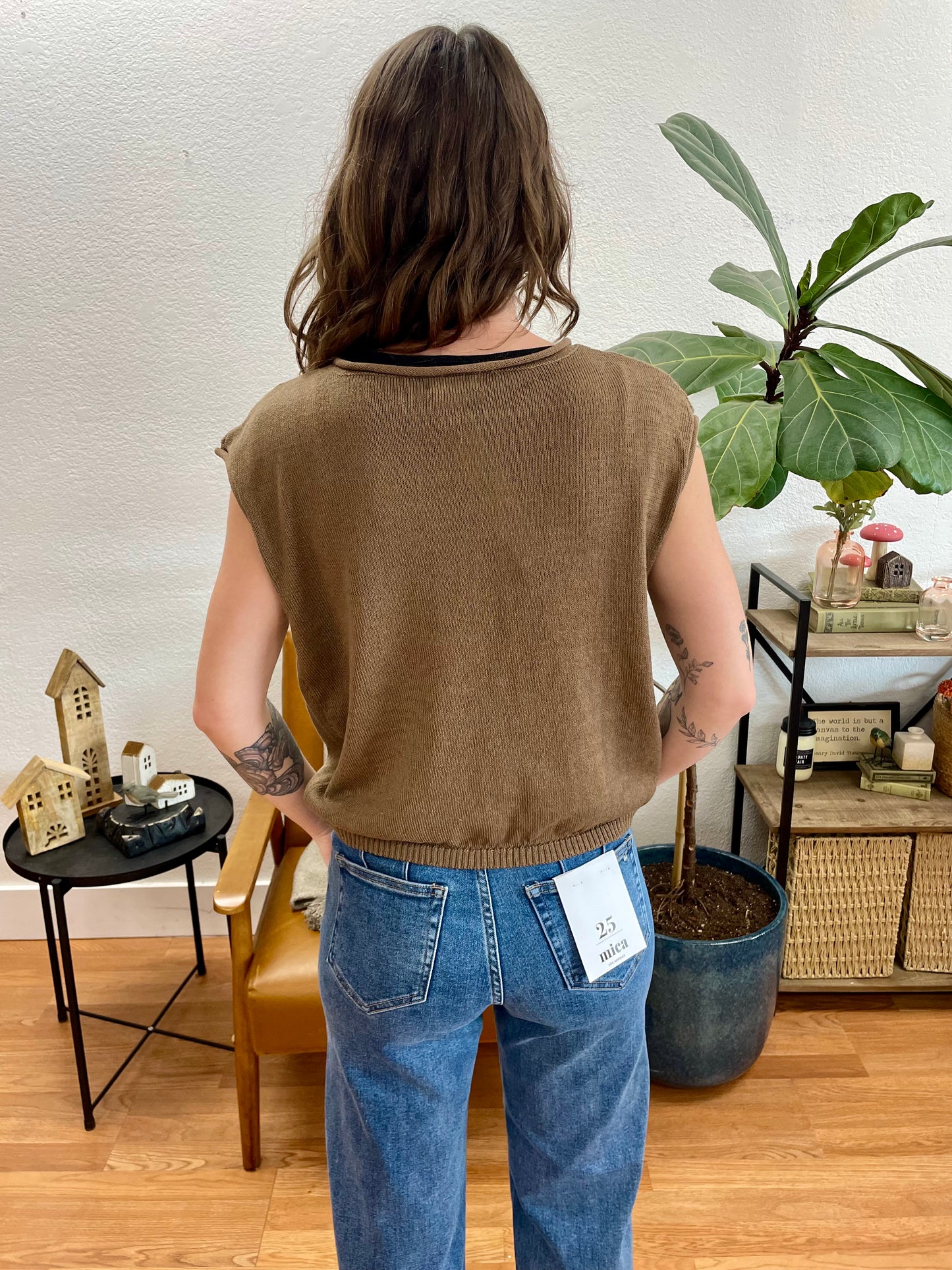 Brown Raw Edge Sweater Top - Terra Cottage