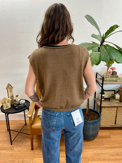Brown Raw Edge Sweater Top - Terra Cottage