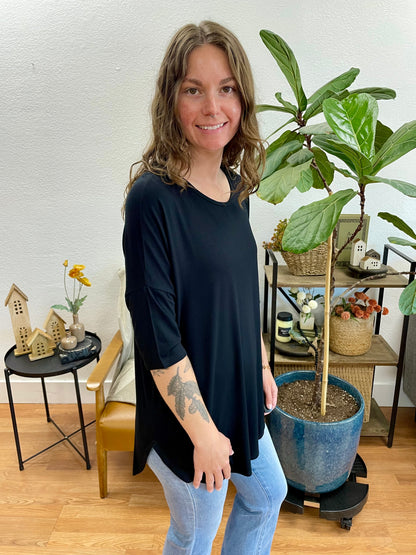 Black Basic Crew Neck Tee - Terra Cottage