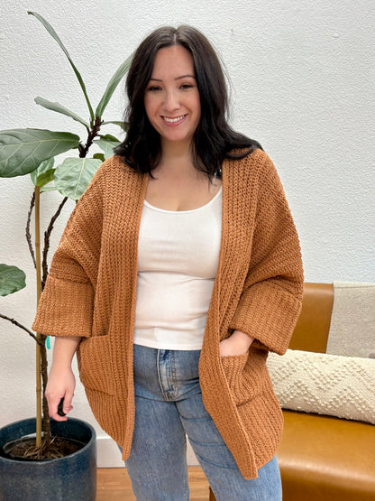 Deep Camel Oversized Cardigan