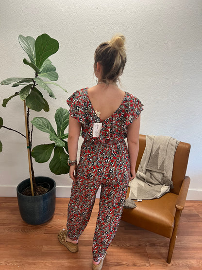 Red Rayon Jumpsuit