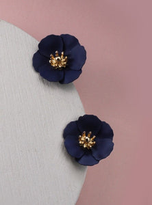 Navy Flower Studs