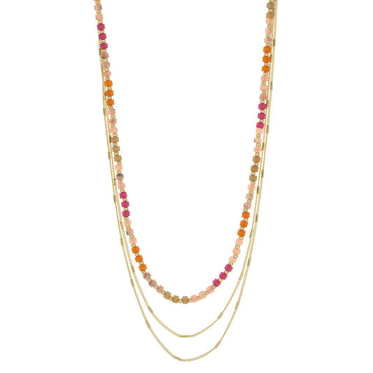Multi Layered Cylinder Bead Necklace