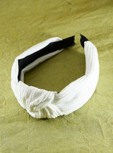 White Knotted Corduroy Headband