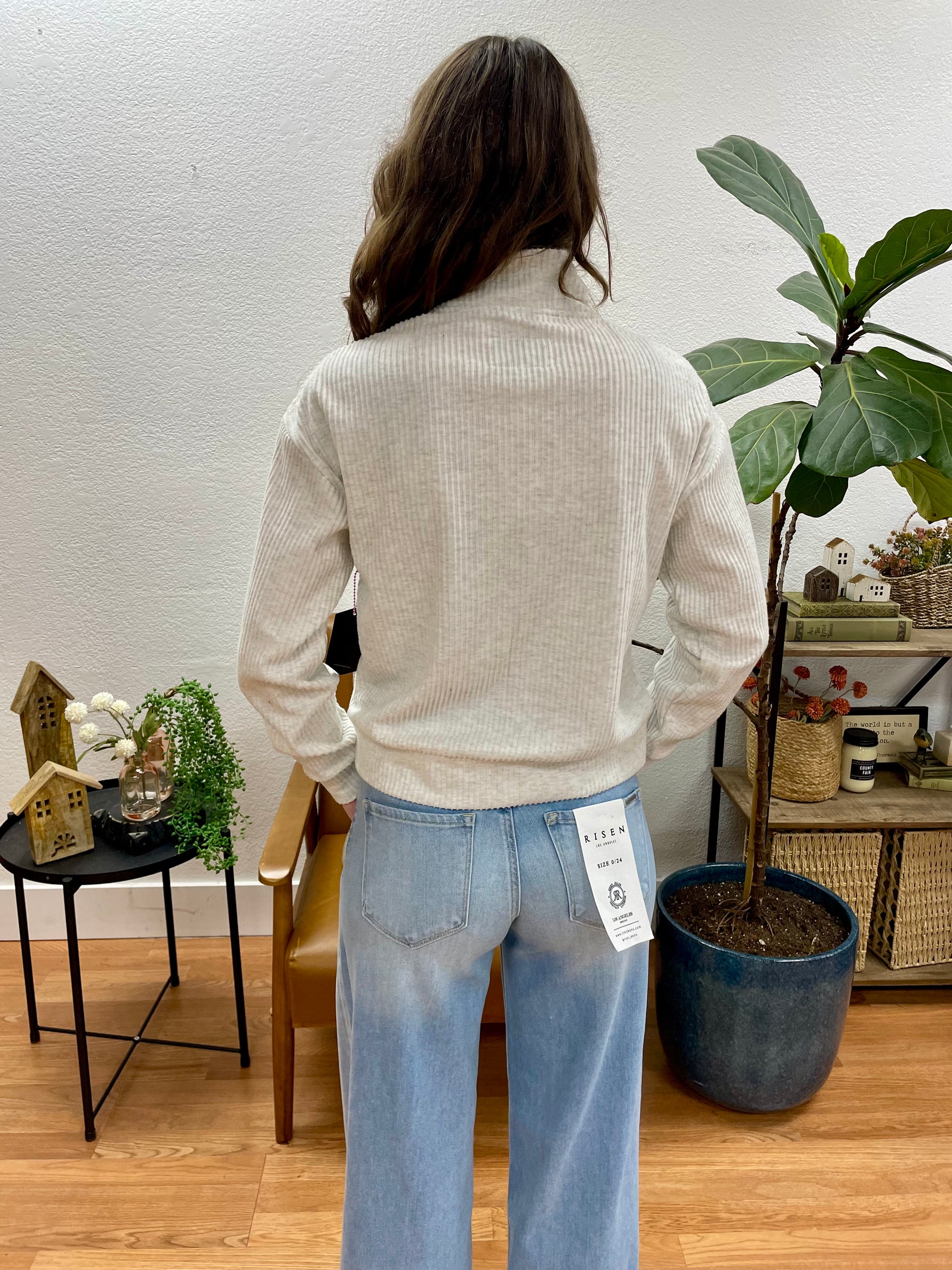 Oatmeal Half Zip Top - Terra Cottage