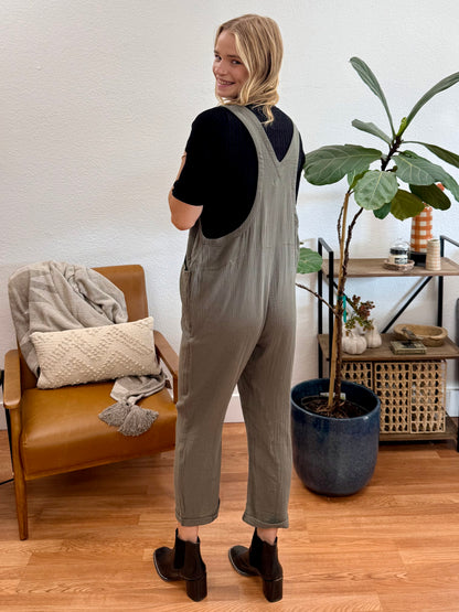 Olive Button Up Jumpsuit