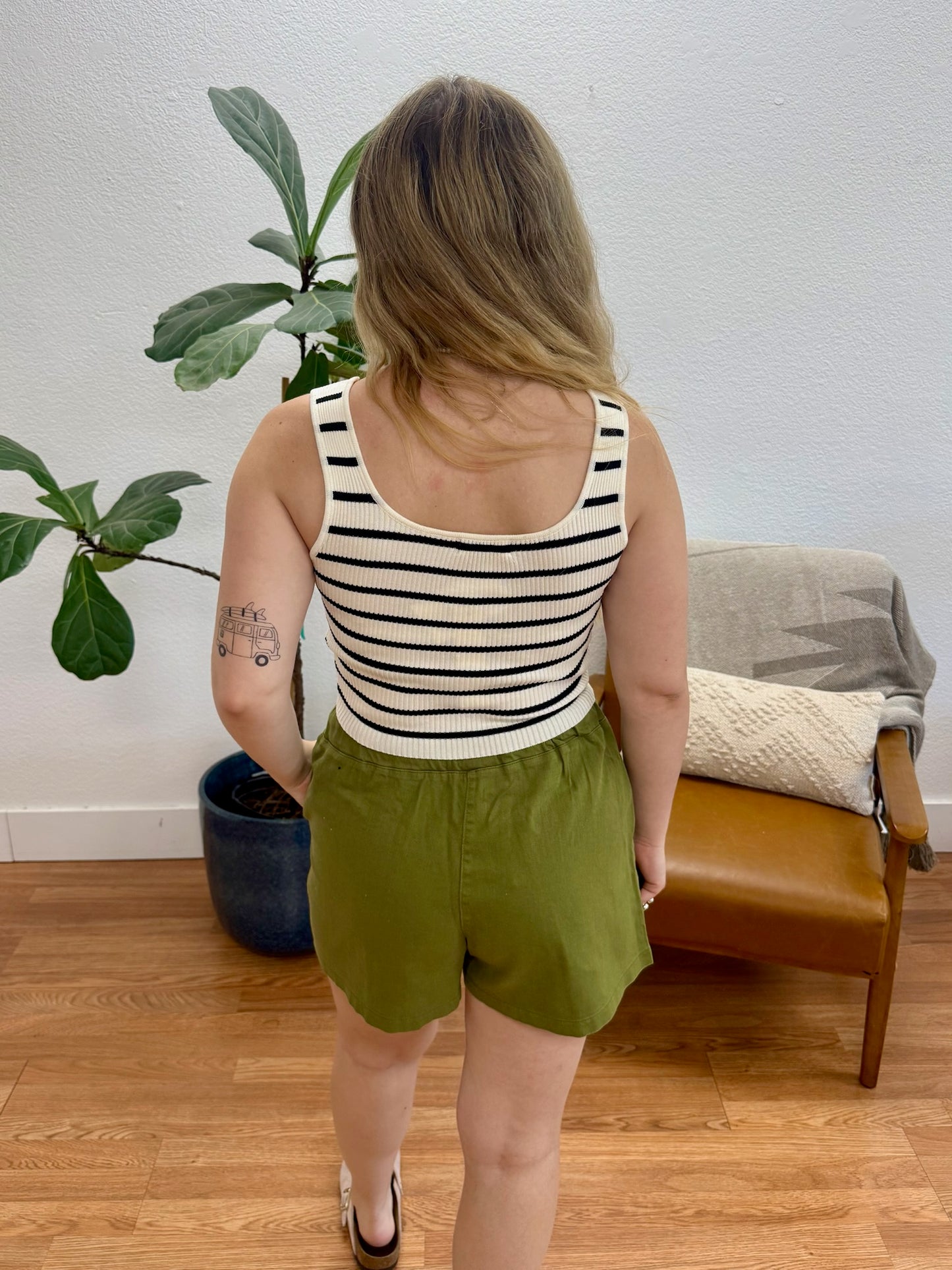 Ivory Stripe Sweater Knit Tank
