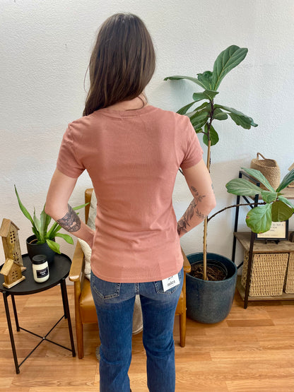 Terra Cotta Classic Slim V Neck Tee