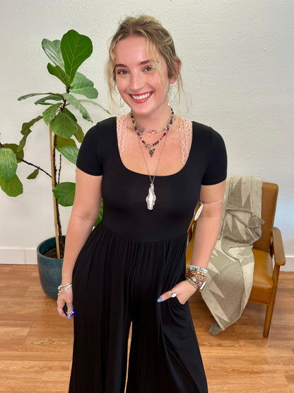 Black Double Layer Jumpsuit