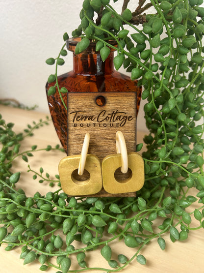 Acetate Square Link Drop Earrings