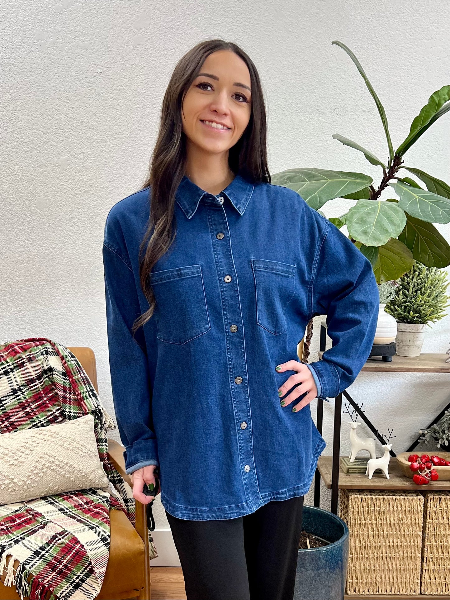 Dark Relaxed Fit Denim Shacket