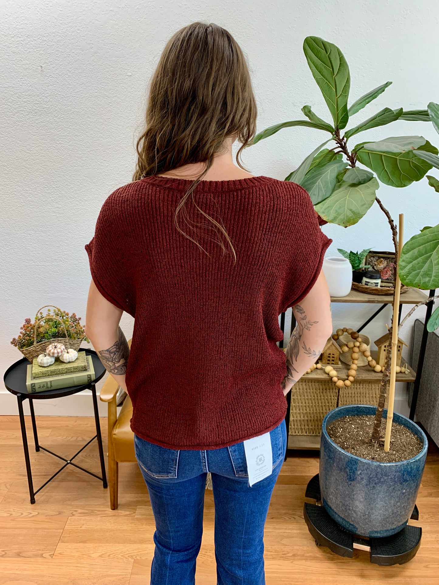 Burgundy Relaxed Knit Top