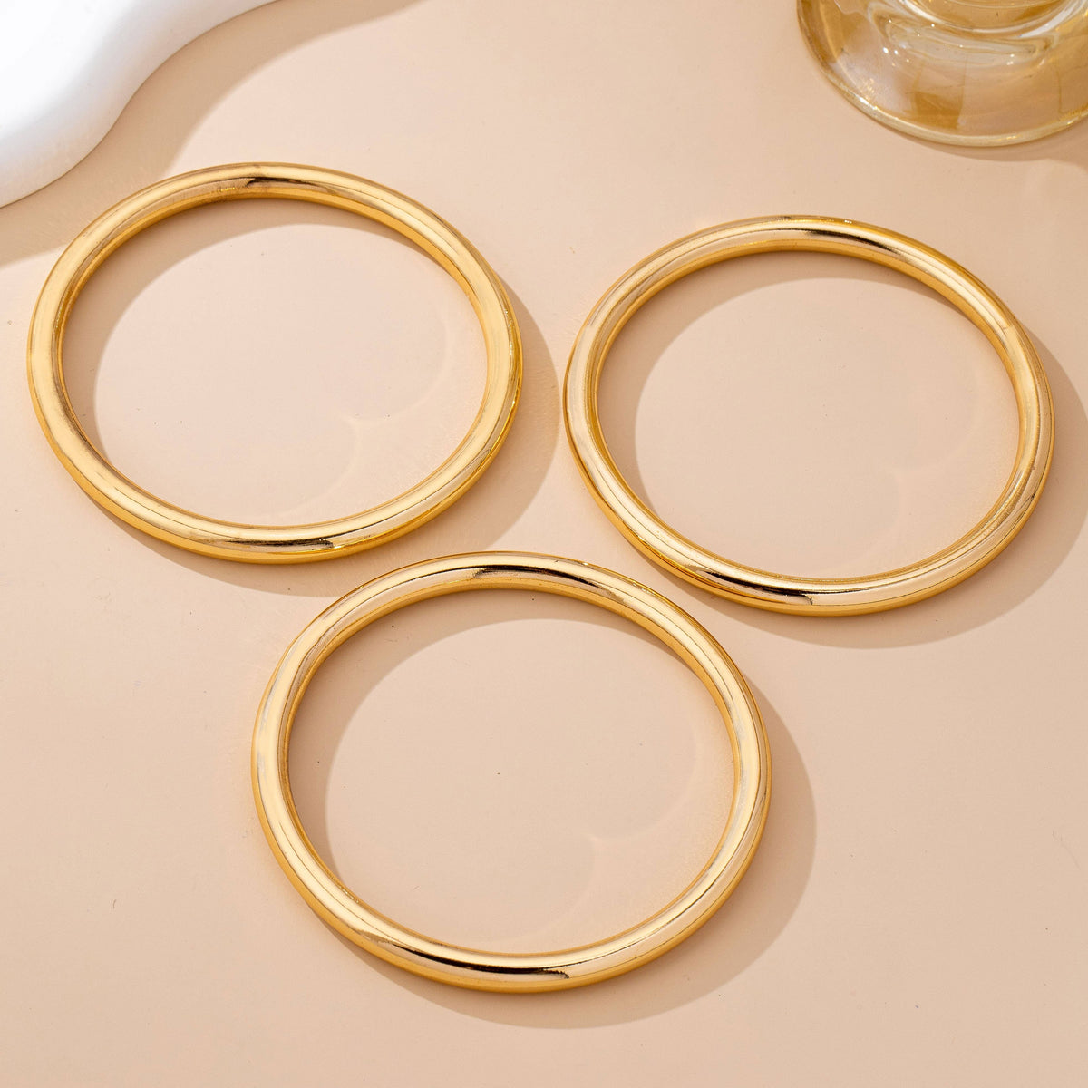 Gold Chunky Triple Tube Bangle Set