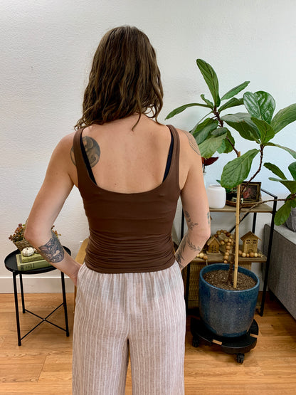 Brown Double Layer Rayon Tank